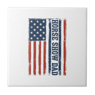 Horse Show Dad American Flag Vintage Shirt Design_ Ceramic Tile