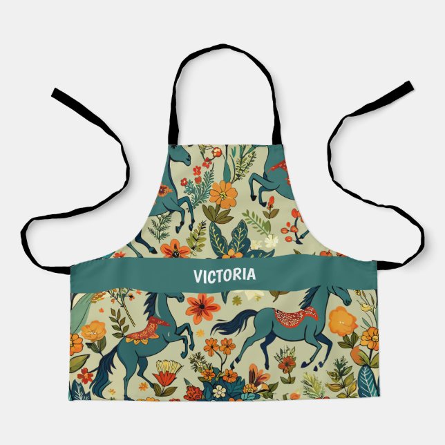 Horse Show Floral Custom Pattern Apron (Front)