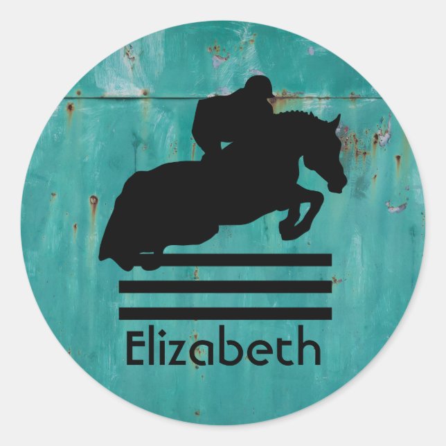 Horse Show Hunter Jumper Silhouette Classic Round Sticker (Front)