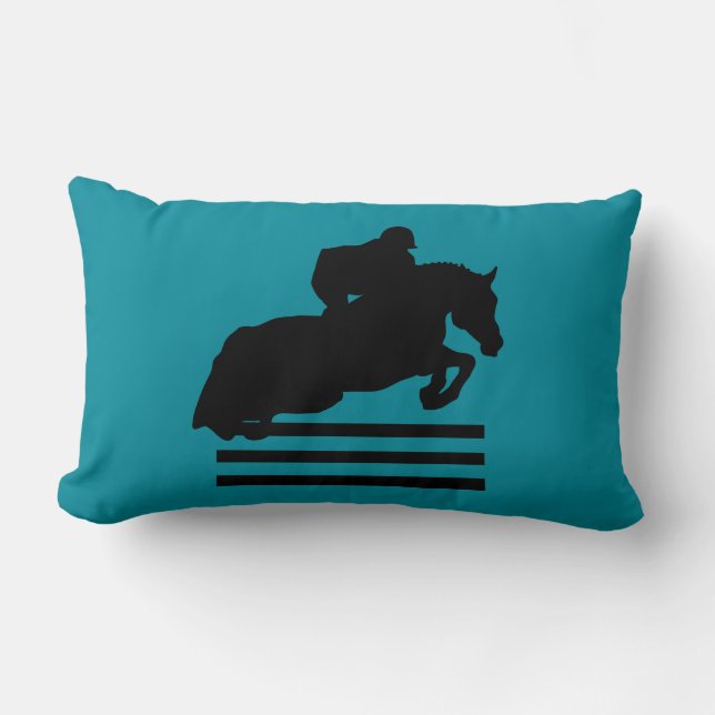 Horse Show Hunter Jumper Silhouette Lumbar Cushion (Front)