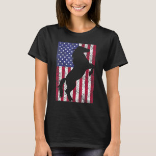 Horse Silhouette American Flag Usa Patriotic T-Shirt
