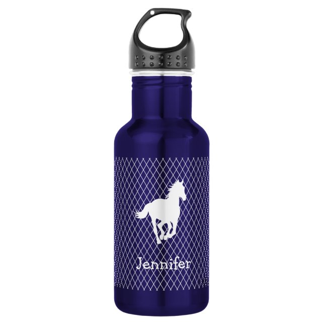 Horse Silhouette Diamond Pattern Custom 532 Ml Water Bottle (Front)