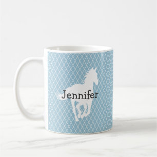Horse Silhouette Diamond Pattern Custom Coffee Mug