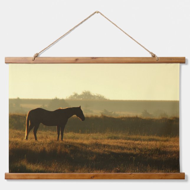 Horse Silhouette in the morning sun. Hanging Tapestry (Front)