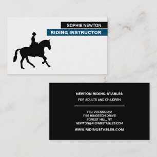 Horse Silhouette, Riding Instructor, Academy Business Card