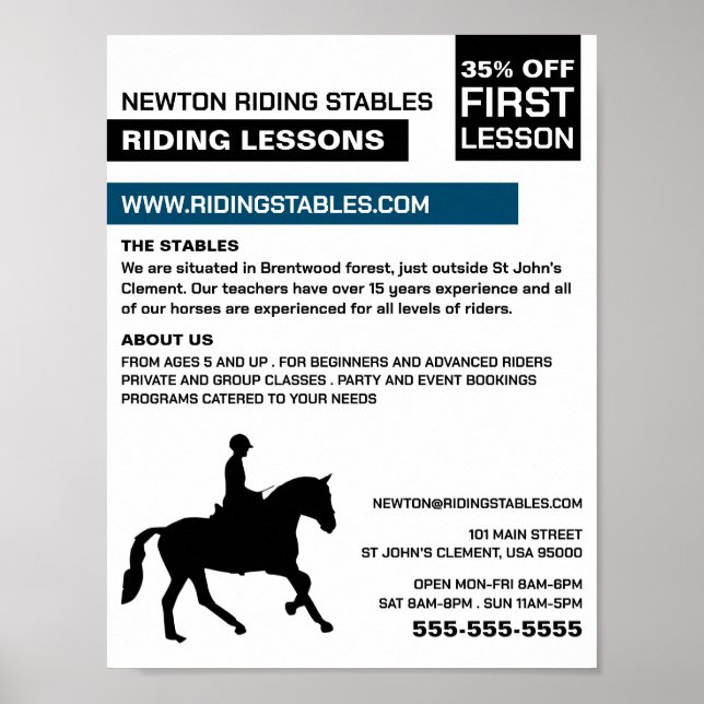 Horse Silhouette, Riding Instructor, Academy Poster (Front)