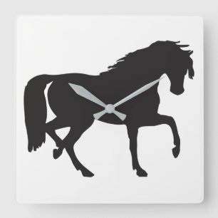 Horse Silhouette Square Wall Clock