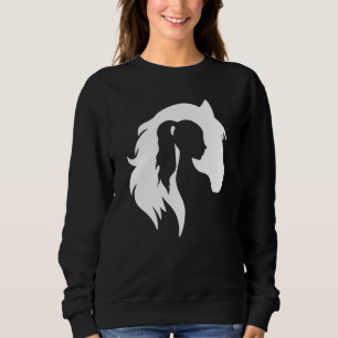 Horse Silhouette Young Woman Girl Equestrian Cowgi Sweatshirt