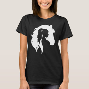 Horse Silhouette Young Woman Girl Equestrian Cowgi T-Shirt