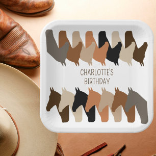 Horse Silhouettes Personalised Birthday Paper Plate