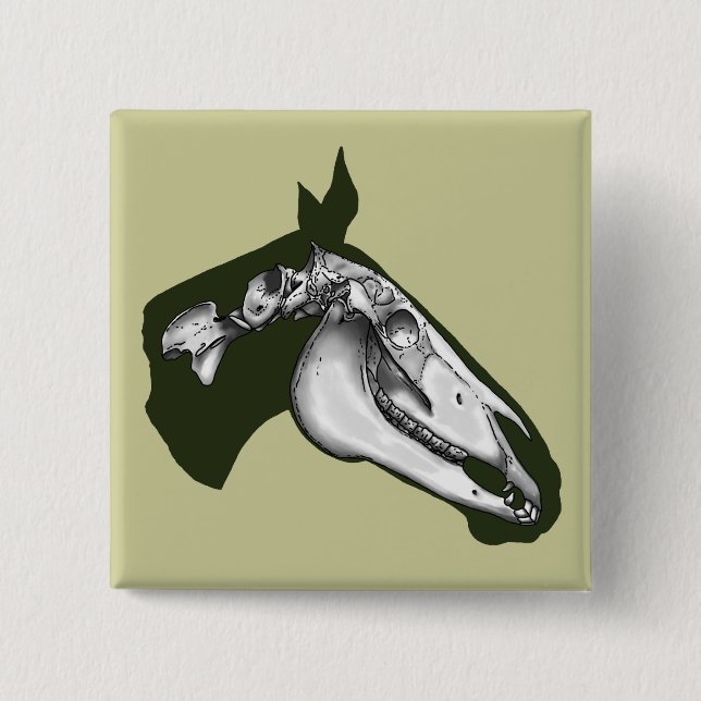 Horse Skeleton 15 Cm Square Badge (Front)