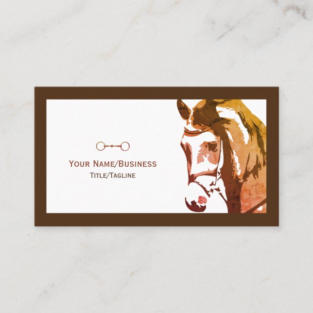 Horse Sketch and Snaffle Bit in Brown Business Card (Front)