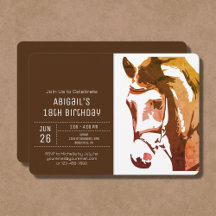 Horse Sketch Modern Brown and White Birthday