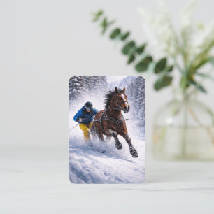 Horse Skijoring Canvas Wall Art   Winter Horse  Business Card