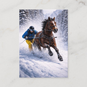 Horse Skijoring Canvas Wall Art   Winter Horse  Calling Card