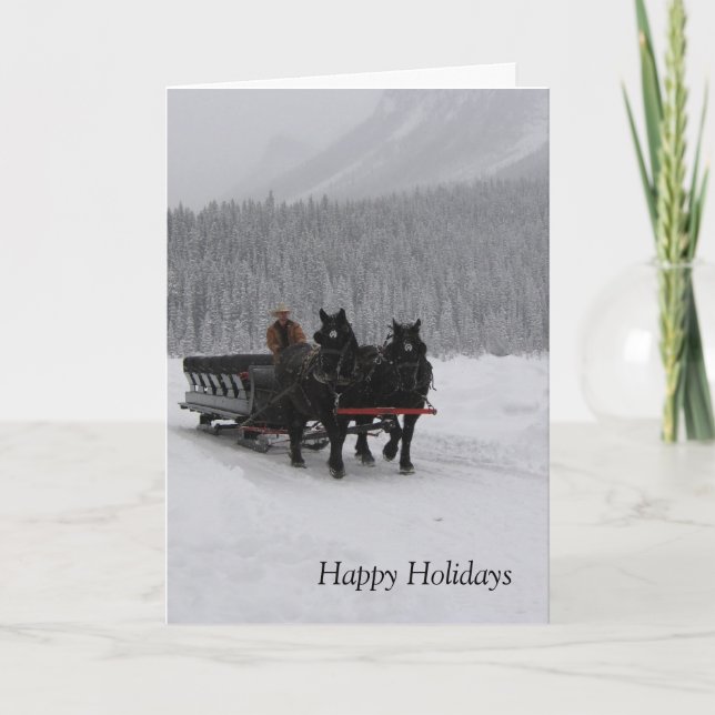 Horse Sleigh at Lake Louise Holiday Card (Front)