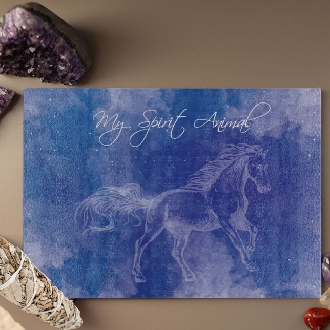 Horse Spirit Animal Cutting Board  (Horse Spirit Animal Glass Cutting Board for the free spirit by Awakening Graphics.)