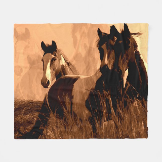 Horse Spirits Fleece Blanket (Front (Horizontal))