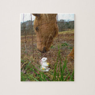 horse & Spring flower Bunny Jigsaw Puzzle