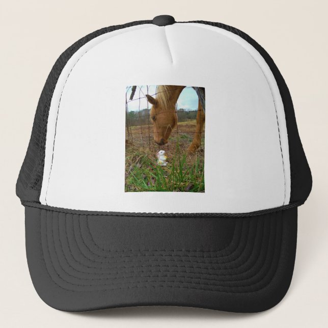 horse & Spring flower Bunny Trucker Hat (Front)
