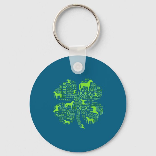 Horse St. Patrick's Day Iri-shirt - Clover Tee  Key Ring (Front)