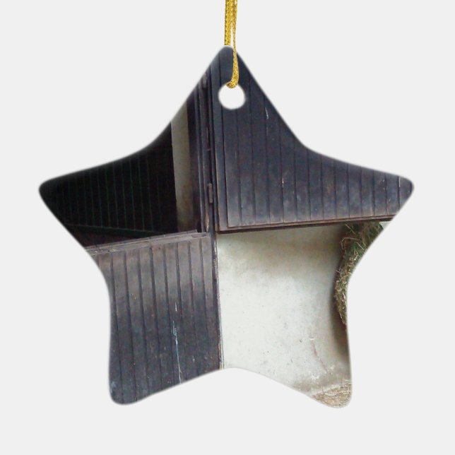 Horse Stable Door Ceramic Tree Decoration (Back)