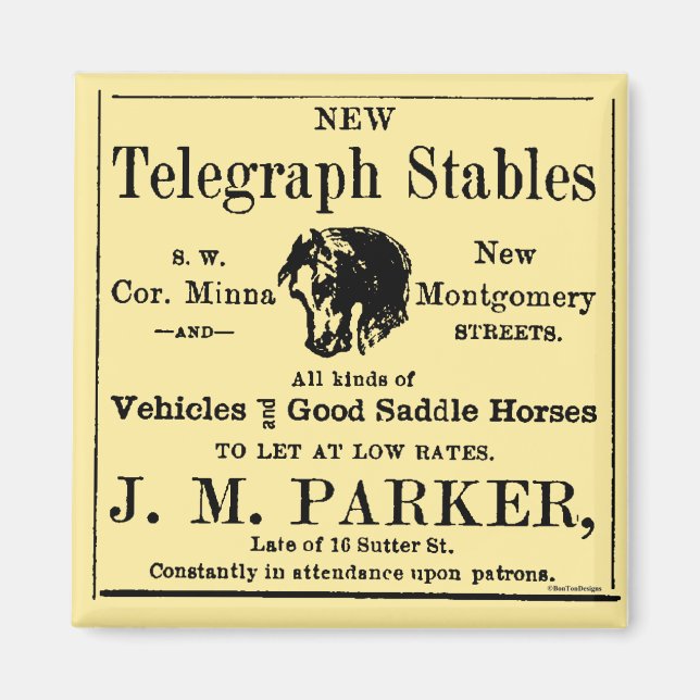 Horse Stable Newspaper Advertisement Magnet (Front)