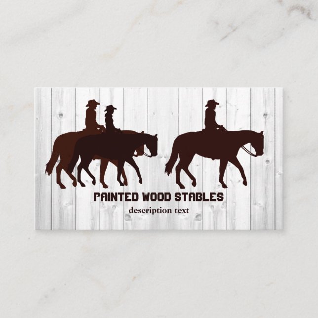 Horse Stables Western Horseback Weathered Wood  Business Card (Front)