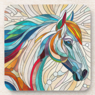 Horse - Stained Glass Mosaic Digital Art Coaster
