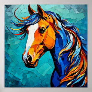 Horse Stained Glass Poster