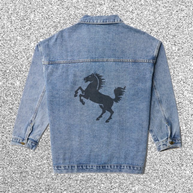 Horse Stallion Silouhette Denim Jacket (Creator Uploaded)