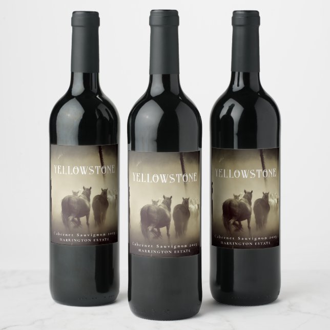 Horse Stallion Yellowstone Custom Wine Labels (Bottles)