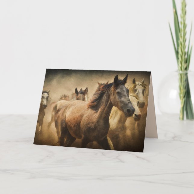  horse stampede greeting card (Front)