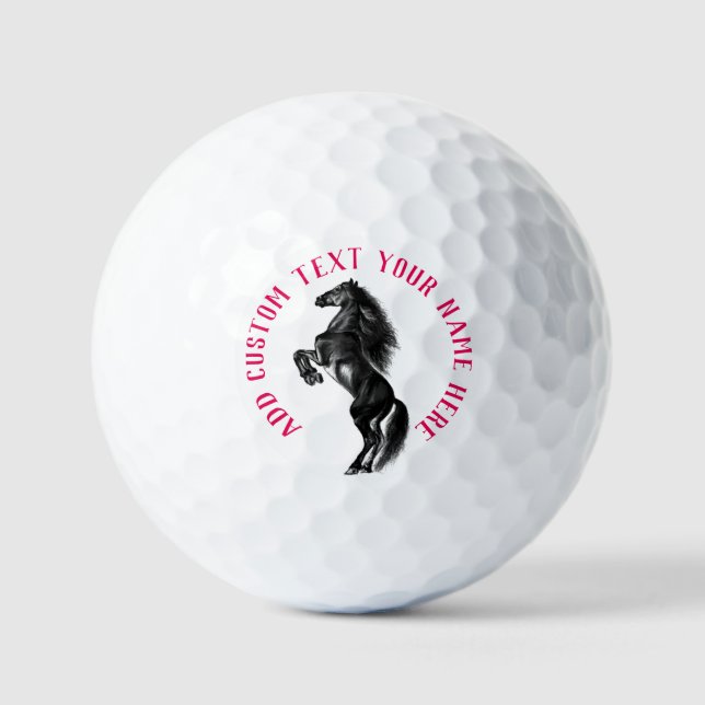 Horse Stamps Golf Balls Personalised Custom Text (Front)
