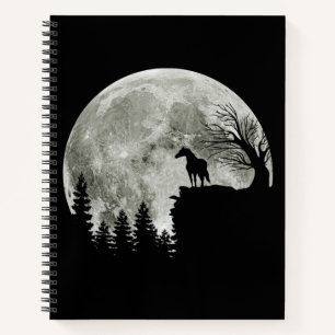 Horse Stand On Mountain Spooky Halloween Moon Notebook