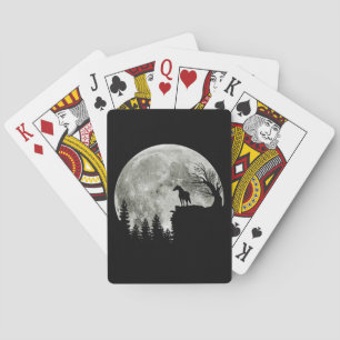 Horse Stand On Mountain Spooky Halloween Moon Playing Cards
