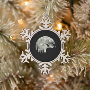 Horse Standing On Mountain Halloween Holiday Gift Snowflake Pewter Christmas Ornament