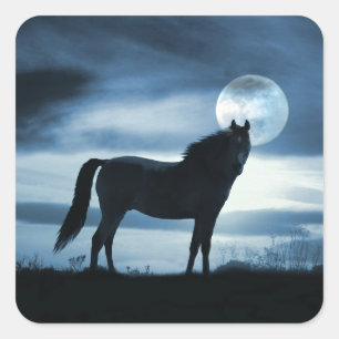 Horse Stickers Beautiful Blue and Moon
