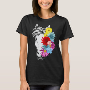 Horse Sunflower Cute Horseback Riding Flower Lover T-Shirt