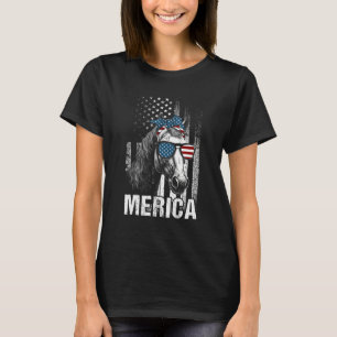 Horse Sunglasses Animal American Flag Patriotic T-Shirt