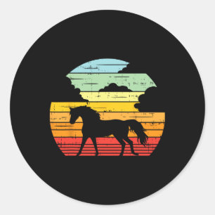 Horse Sunset Retro Horseback Riding Animal Equestr Classic Round Sticker