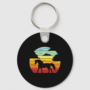 Horse Sunset Retro Horseback Riding Animal Equestr Key Ring