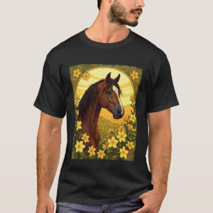 Horse Surrounded by Yellow Jasmine Flowers T-Shirt