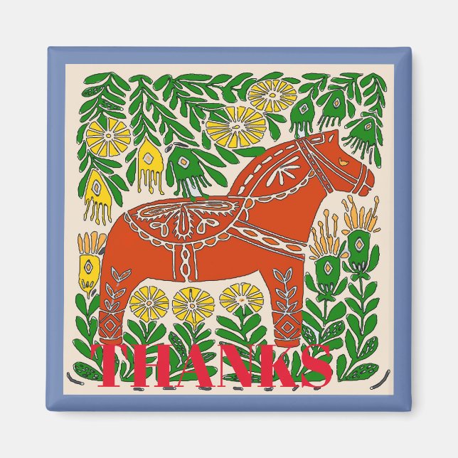 Horse ,Sweden, edit or add  text Magnet (Front)