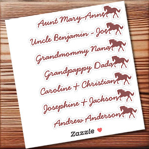 Horse Symbol Custom Guest List 7 Names Calligraphy