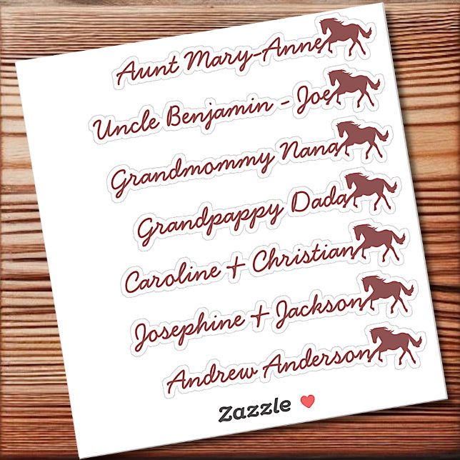 Horse Symbol Custom Guest List 7 Names Calligraphy (Creator Uploaded)