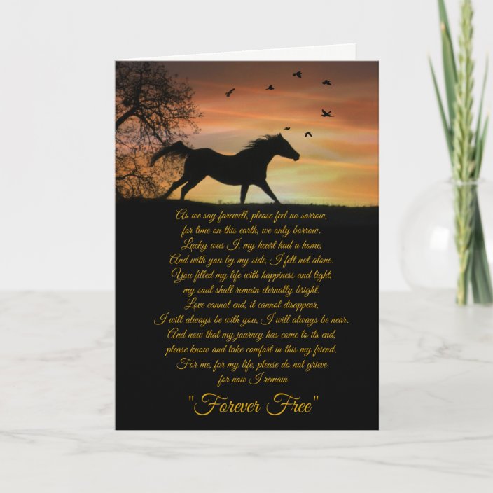 Horse Sympathy Card, Loss of Horse Spiritual Poem Card | Zazzle.com.au