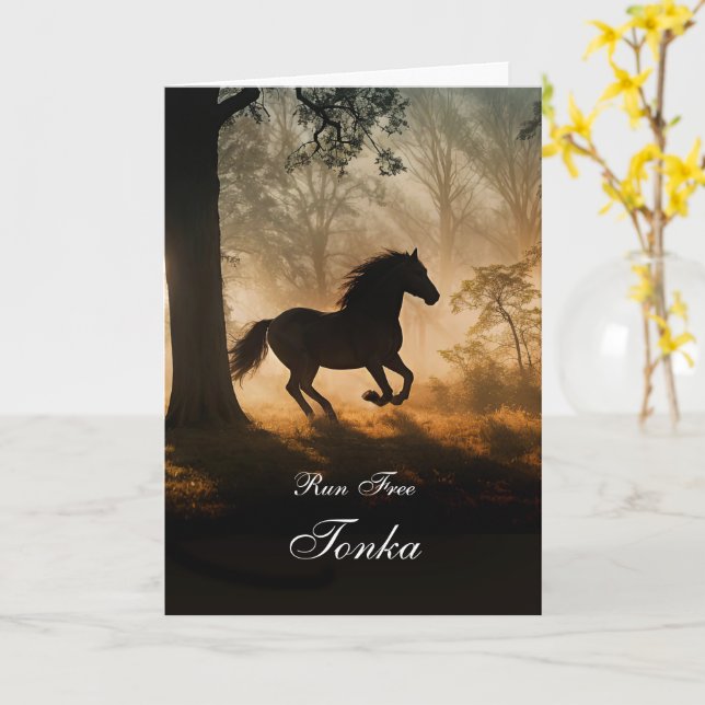 Horse Sympathy Condolences Loss of Horse Name Card (Yellow Flower)