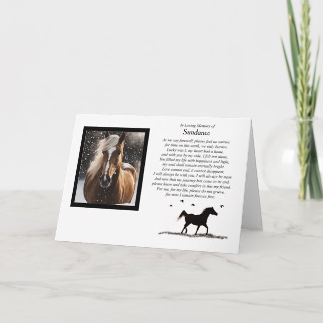 Horse Sympathy Custom Photo and Name Card (Front)