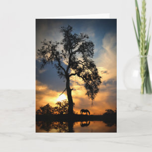 Horse Sympathy Horse Oak Tree and Water Card